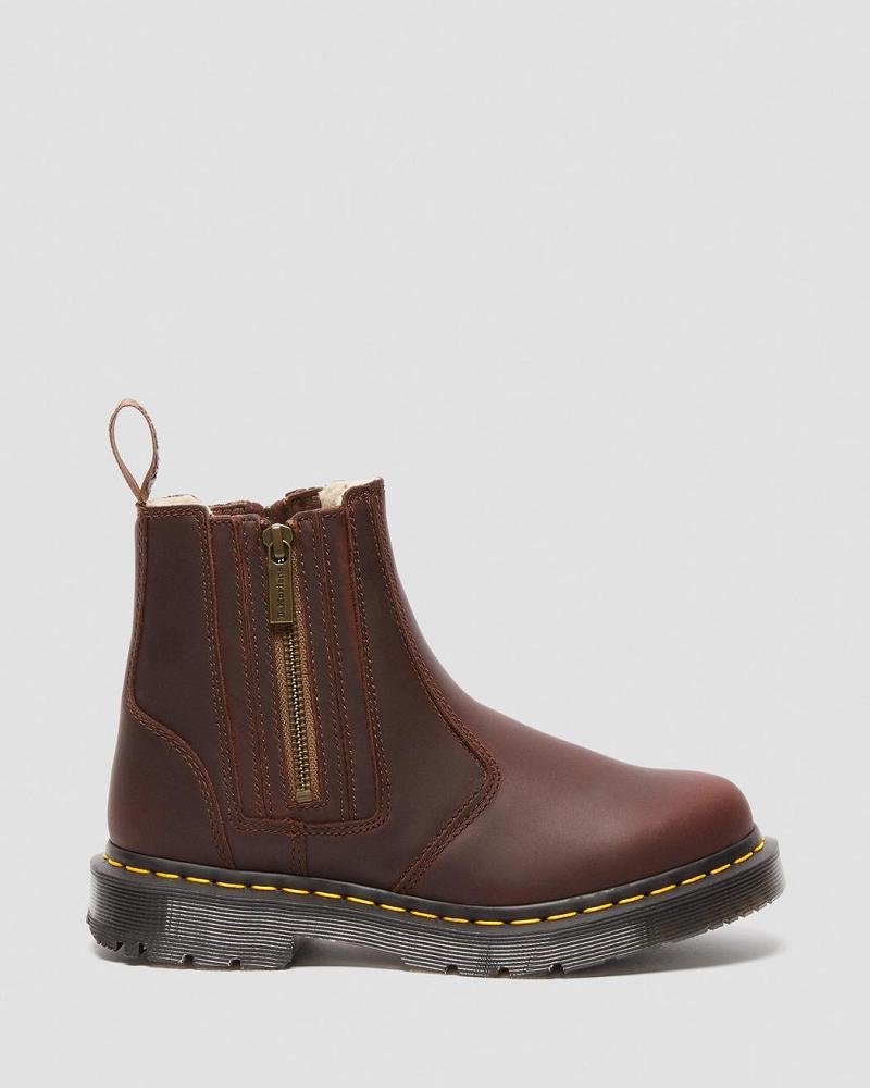 Brown Women's Dr Martens 2976 DM's Wintergrip Zip Ankle Boots | CA 23HAP